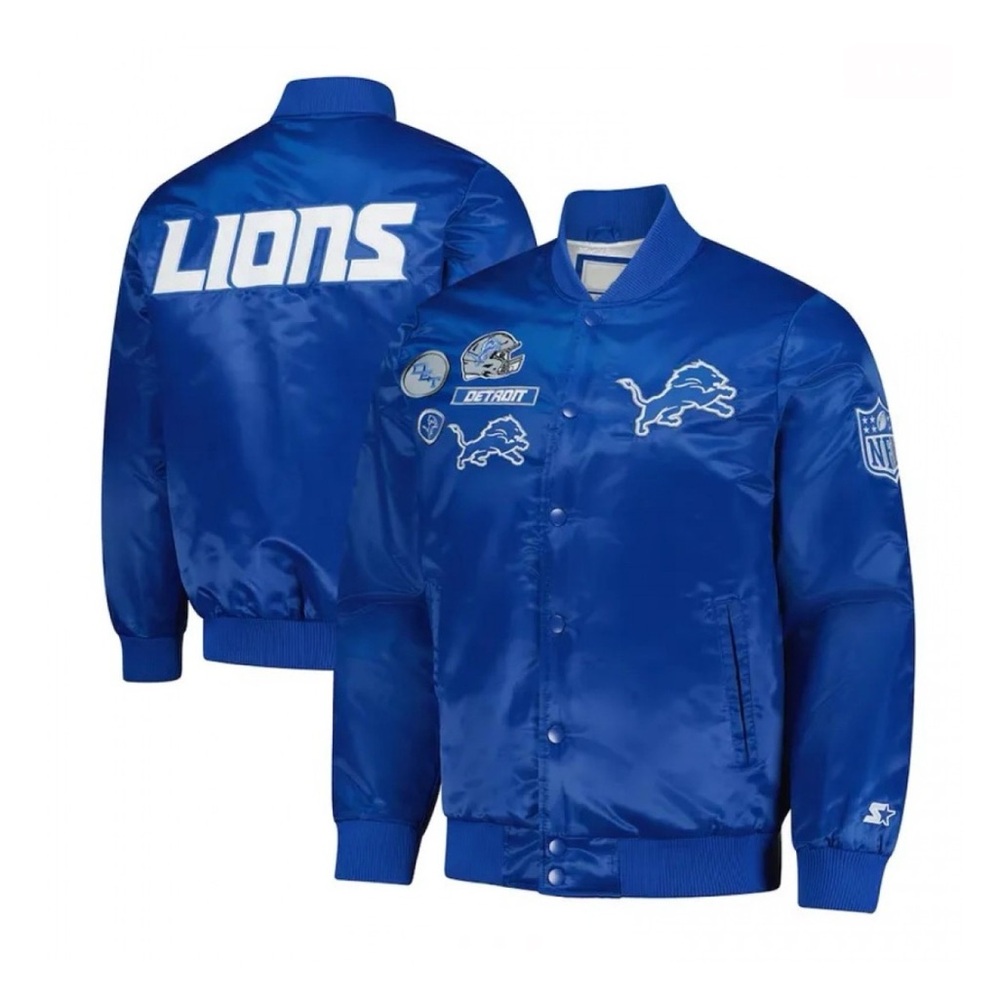 STARTER Blue Detroit Lions Varsity Jacket